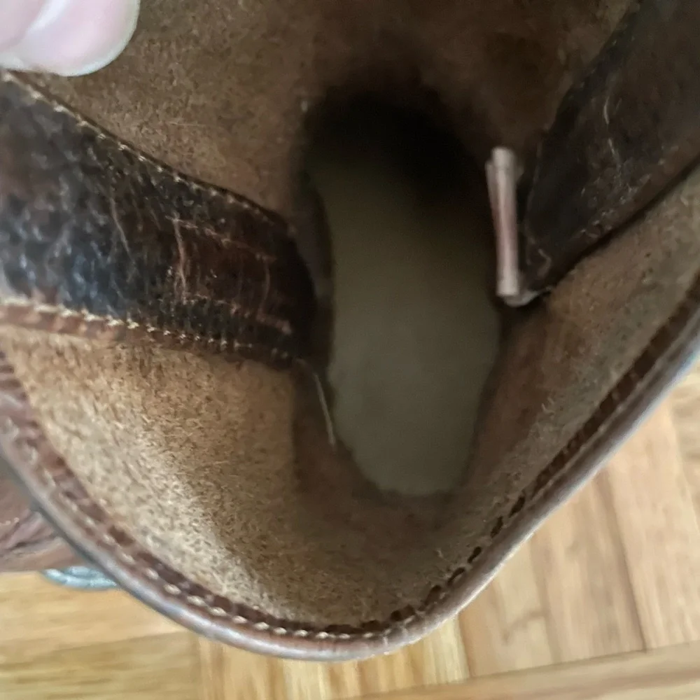 GUC Smoky Brown Leather toddler Boots with Cream Soles